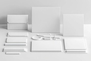 Realistic blank stationery set mockup isolated created with generative ai