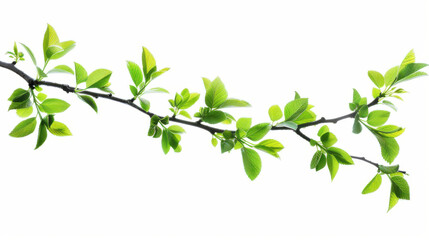 Fresh green foliage on a branch, cut out