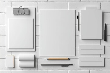 Realistic blank stationery set mockup isolated created with generative ai