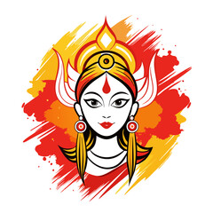 Navratri Brush Stroke Outline Vector - White Background, SVG Logo Icon, Line Art, Cricut & Silhouette Cut Files