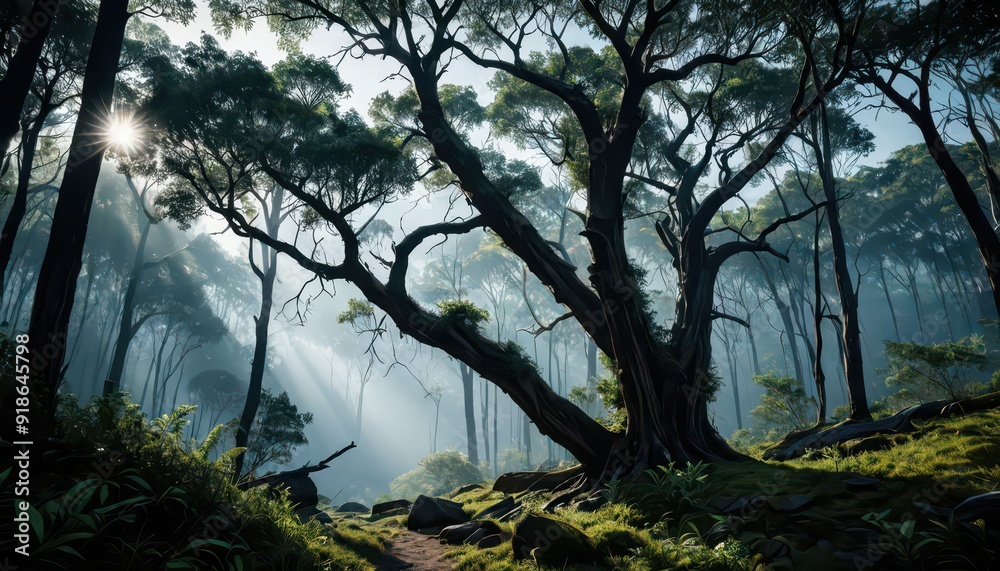 Canvas Prints Sunbeams Through The Forest.