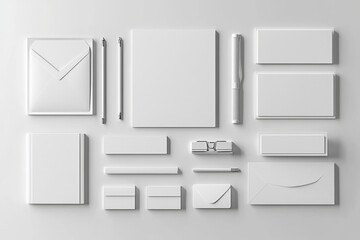 Realistic blank stationery set mockup isolated created with generative ai
