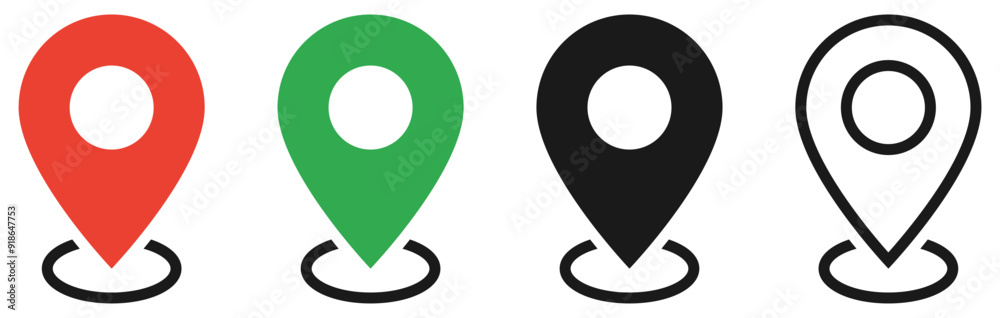Poster Location icon set, Map pin place marker. location pointer icon symbol in flat style. Location pin icon, Navigation sign