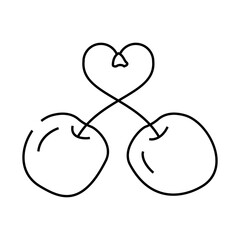 two heart shaped cherries line icon vector. two heart shaped cherries sign. isolated contour symbol black illustration