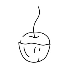 cherry in chocolate line icon vector. cherry in chocolate sign. isolated contour symbol black illustration
