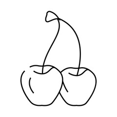 two cherries branch line icon vector. two cherries branch sign. isolated contour symbol black illustration