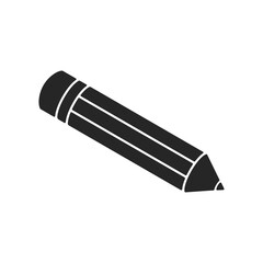 Classic wooden pencil used for school stationary supplies with eraser black fill silhouette vector icon