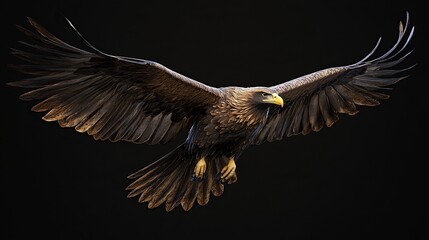 Obraz premium Eagle with spread wings isolated on black background.
