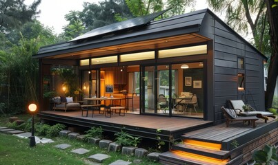 Contemporary tiny home with smart technology.