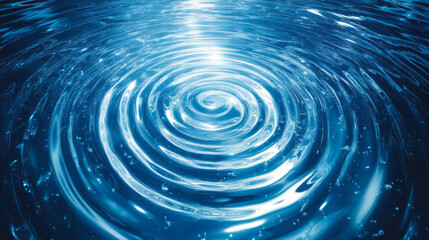 Blue background with ripples and circles of water in the center, vector illustration
