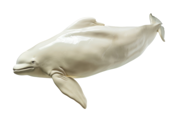 White Beluga Whale Swimming in Black Background
