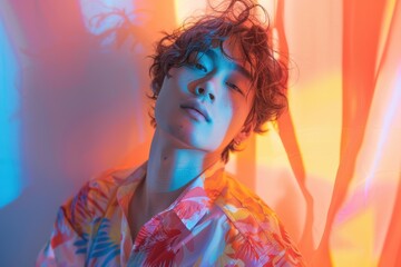 A Man Bathed in Neon Hues