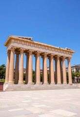 Obraz premium Classical Architecture Columns Under Blue Sky.
