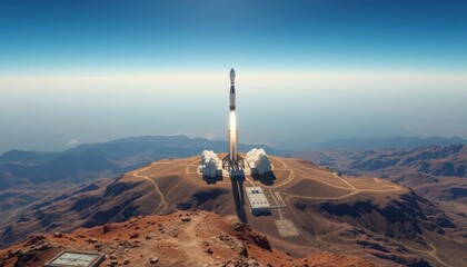 Rocket Launch From Mountaintop.