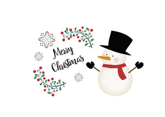 可愛いく雪だるまのクリスマスイラスト