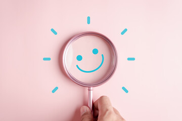 Happy smile face. mental health positive thinking and growth mindset, mental health care recovery...