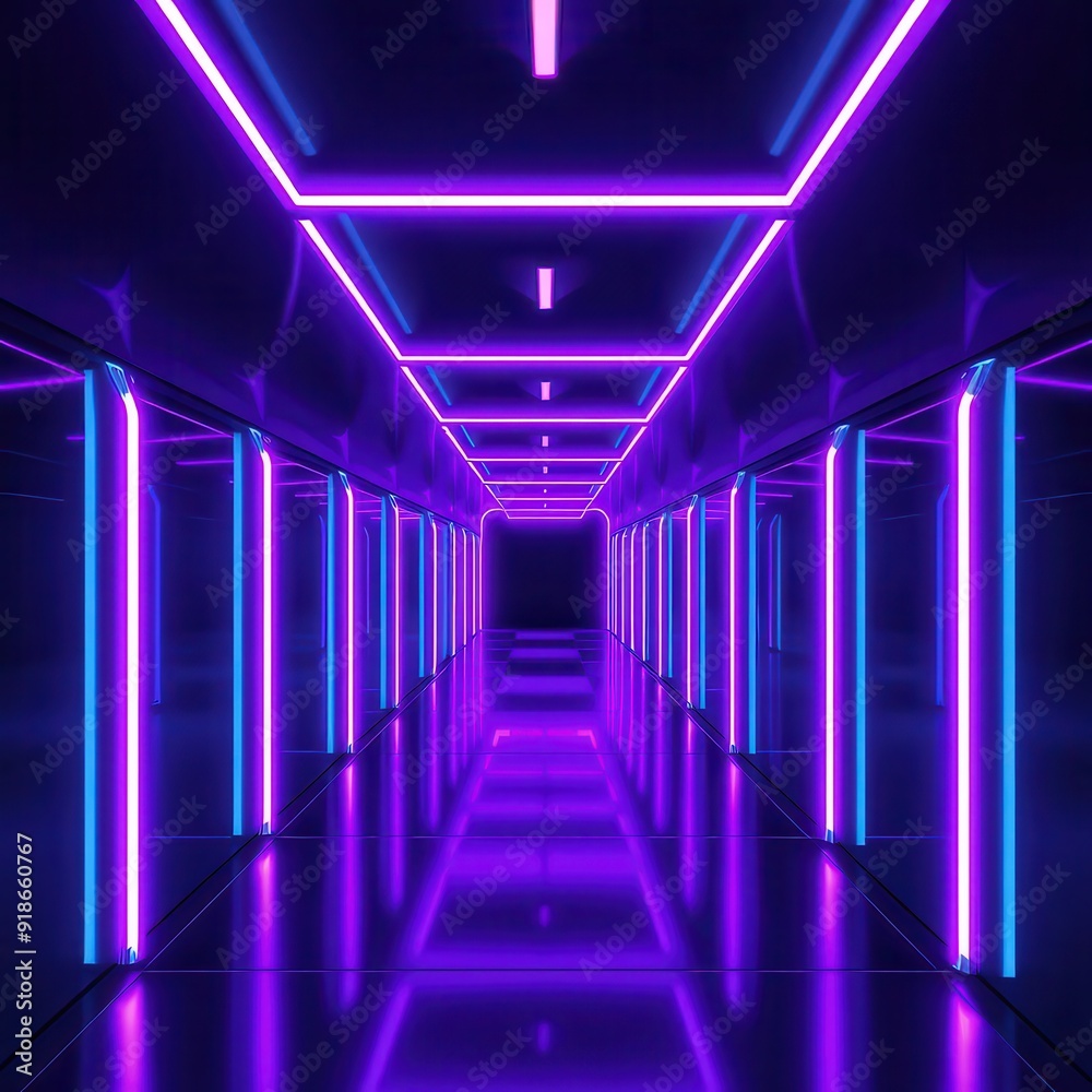 Wall mural Futuristic Neon Corridor.