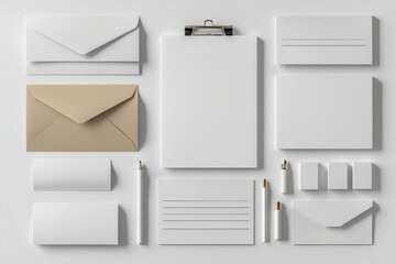 Realistic blank stationery set mockup isolated created with generative ai