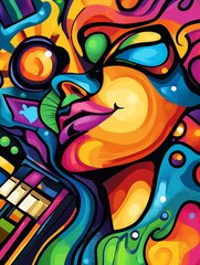 Abstract Portrait in Vibrant Colors