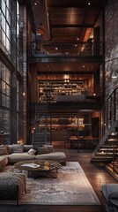 High-tech urban loft with integrated systems.