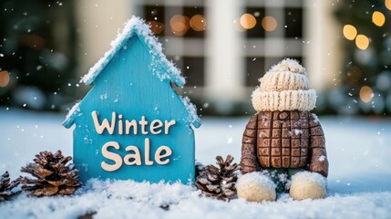 Winter Sale written with winter theme in the background