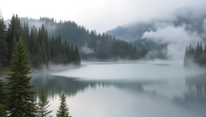 Fototapeta premium Misty Mountain Lake.