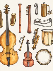 Hand Drawn Musical Instruments