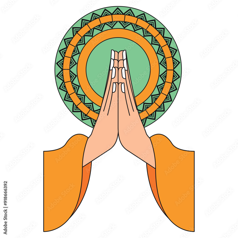 Sticker namaste hands gesture