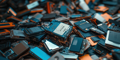 Data Dump: A heap of discarded hard drives, thumb drives and memory cards on a desk