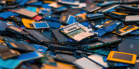 Data Dump: A heap of discarded hard drives, thumb drives and memory cards on a desk