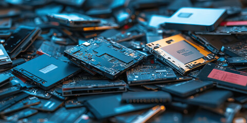 Data Dump: A heap of discarded hard drives, thumb drives and memory cards on a desk