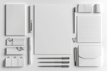 Realistic blank stationery set mockup isolated created with generative ai