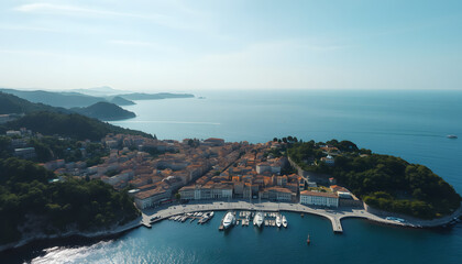 4k Drone shot over the South of France. Villefranche isolated with white highlights, png