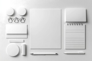 Realistic blank stationery set mockup isolated created with generative ai