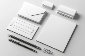 Realistic blank stationery set mockup isolated created with generative ai