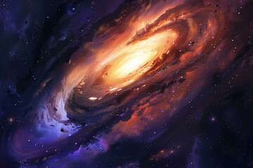 Vibrant swirling energy vortex of a distant galaxy in deep space.