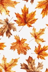 Fototapeta premium A collection of brown and orange leaves on a white background
