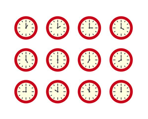 Summer clock icon design with apple. Collection of fruit icons of time.