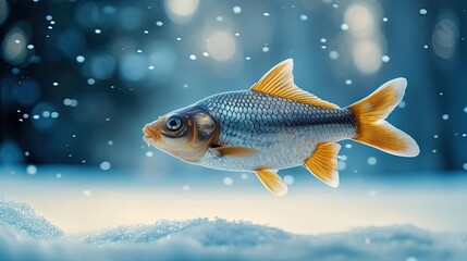 Fototapeta premium fish isolated on winter background
