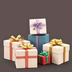 Fototapeta premium Stack of Gift Boxes with Bows.