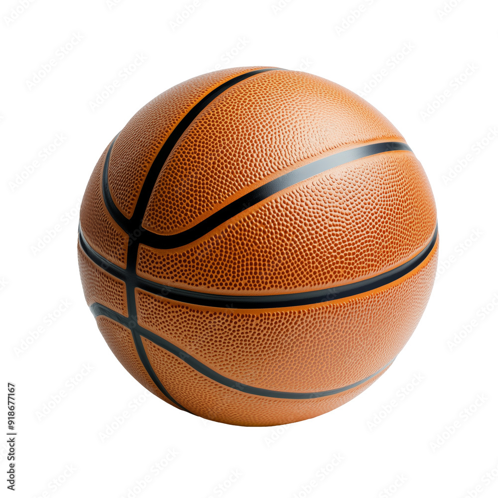 Wall mural detailed image of a basketball with textured surface isolated on transparent background for sports a