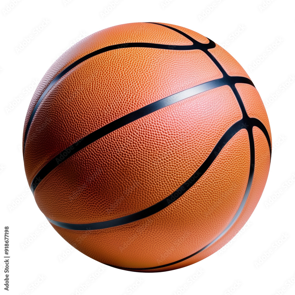 Wall mural High-resolution image of a textured basketball isolated on a transparent background for sports designs