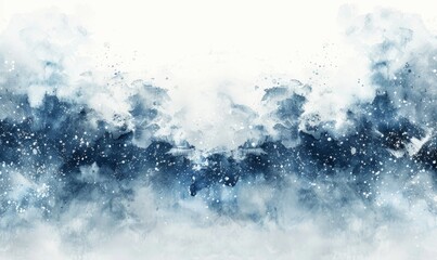 Watercolor abstract snowstorm on white.