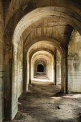 Fototapeta premium A long tunnel with a light at the end, often symbolizing hope and guidance