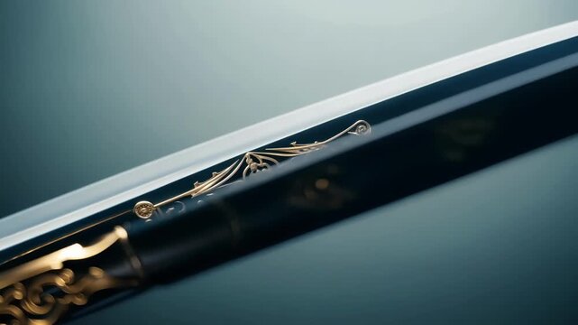 Macro shot of a Hussars characteristic curved saber showcasing the intricate design and craftsmanship of their weapons.