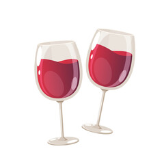 Vector illustration glasses full of wine isolated on a white background.
