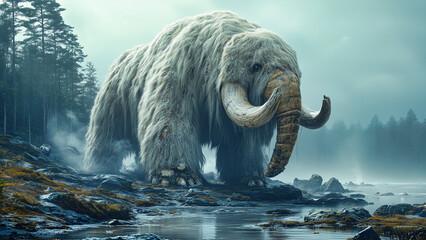 Giant Wooly Mammoth in the icy Forest