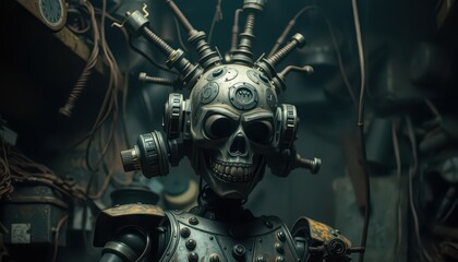Steampunk Robot Skull
