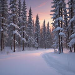 A Serene Scene Of A Forest At With The Last Light Of Day Filtering Through The