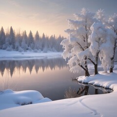 A Serene Winter Landscape With A Frozen And A Peaceful High Professional